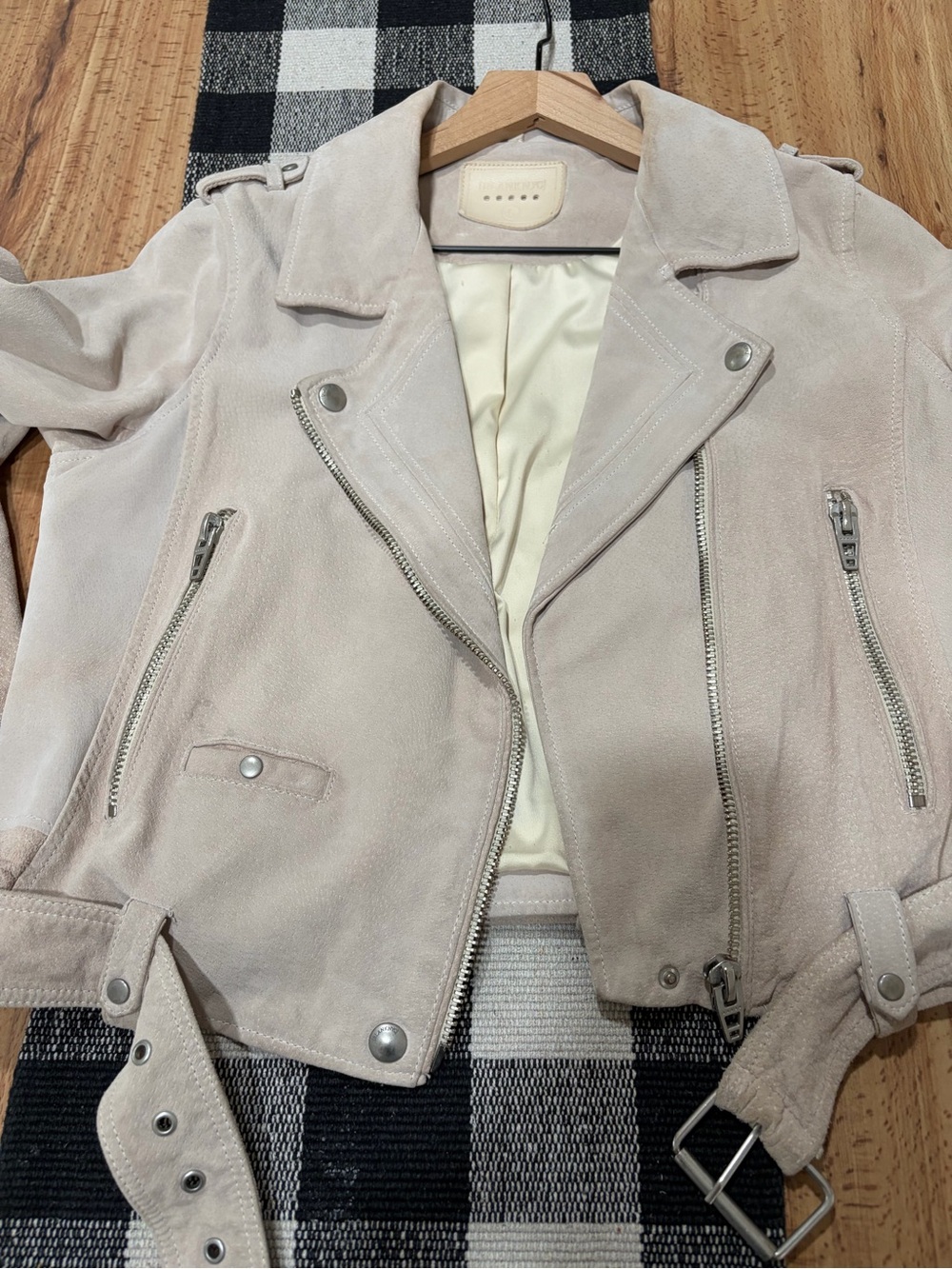 Blank NYC Light Beige Suede Moto Jacket